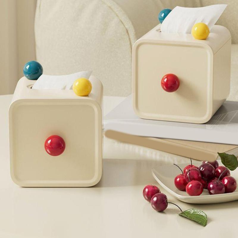 Dopamine Desktop Tissue Holder for Living Room or Bedroom Elegant Napkin Dispenser Waterproof Paper Roll Container