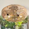 22-Inch Boho Ceiling Fan in Rattan Cage Design – with 6 Speed Settings, Remote Control & Reversible DC Motor for Living Rooms