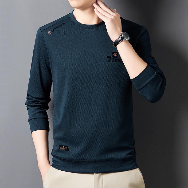 Men's Casual Round Neck Long Sleeve Hoodie - Spring/Autumn T-shirt Top