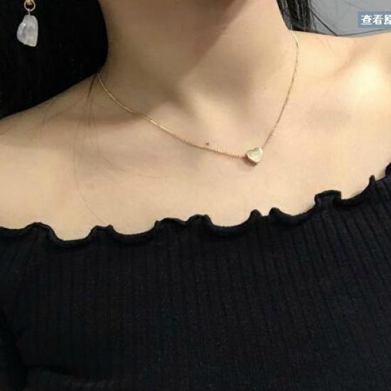 

C091 Korean Style Jewelry Simple Silver-Plated Heart Short Necklace Sweet Simple Heart-Shaped Collarbone Chain for Women срібний