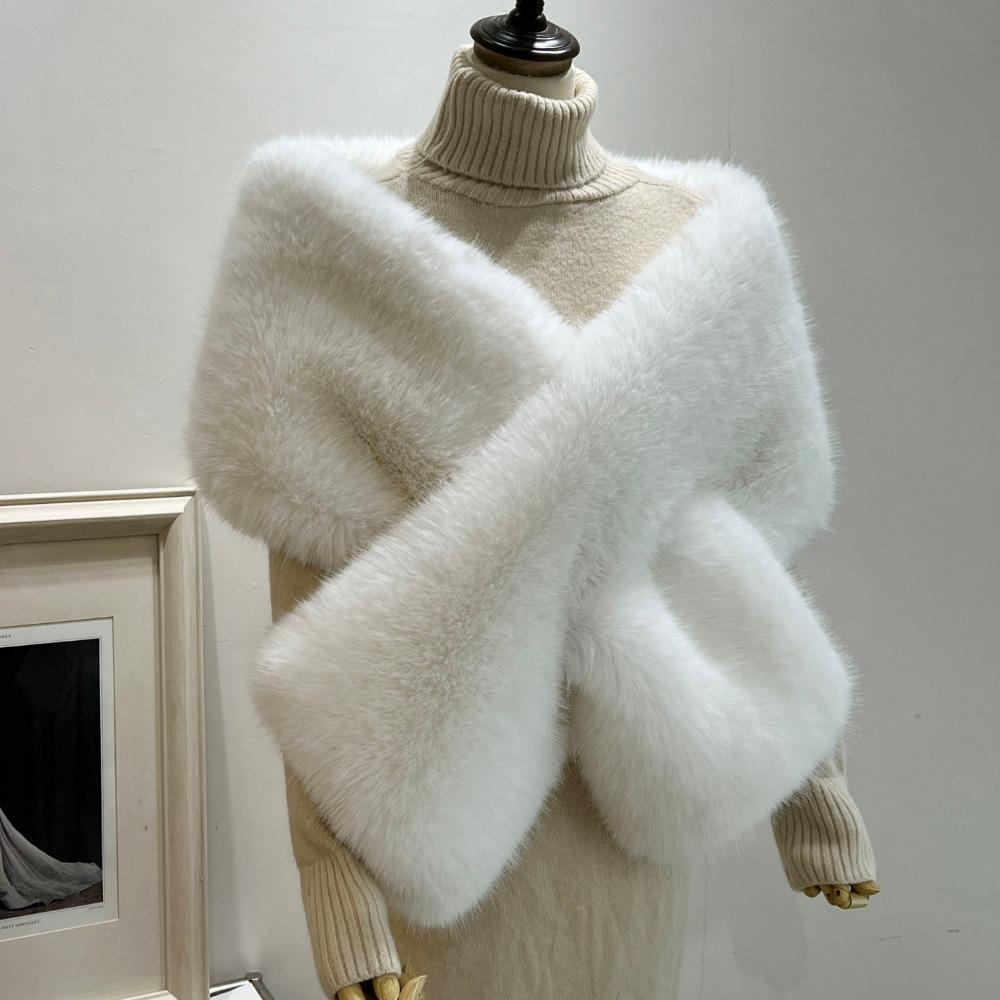 Warm Shawl Stage Evening Dress Bridal Cape Scarf Women's Autumn/winter Popular Faux Fox Fur Wrap