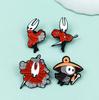 Red Hollow Knight Enamel Brooch - Game-Inspired Merchandise Badge for Backpack or Clothing Accessory.