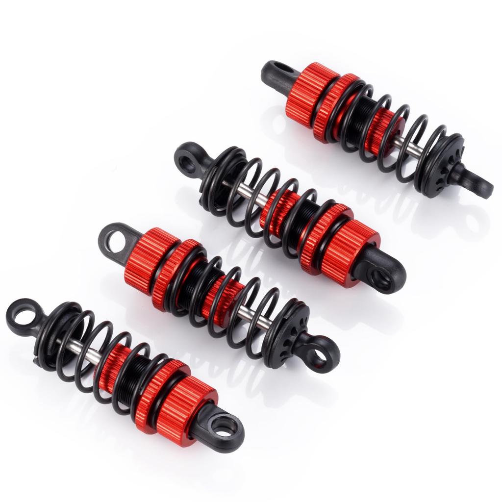TRZX 4pcs RC Shock Absorbers, Front and Rear Shock Absorbers, 55mm and 62mm, Upgrade Parts for Tamiya TT02 1/10 RC Drift Car (55mm Red)