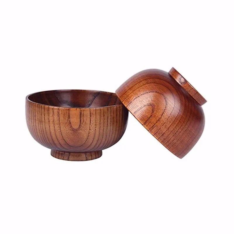 1pc Japanese Style Wooden Bowl Soup/Salad Rice Bowls Natural Wood Tableware