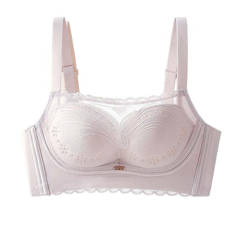 Lace anti-light tube top, hole cup, breathable, no steel ring, bra gathered, thin breasts