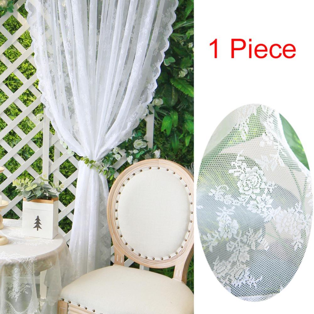 

Embroidery Floral Lace Curtain Wavy Edge Sheer Curtain Home Decoration Window Drape Shade Girl 100*150cm белый