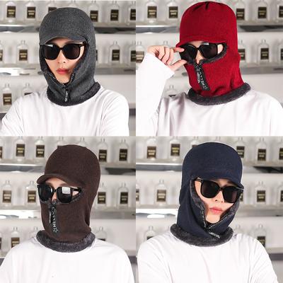 Neue Herren Winter Warme Wollmütze Outdoor Ohrenschutzmützen Warm Dick Gestrickte Kappe mit Schal Winddichte Schirmmütze Mode Gorras