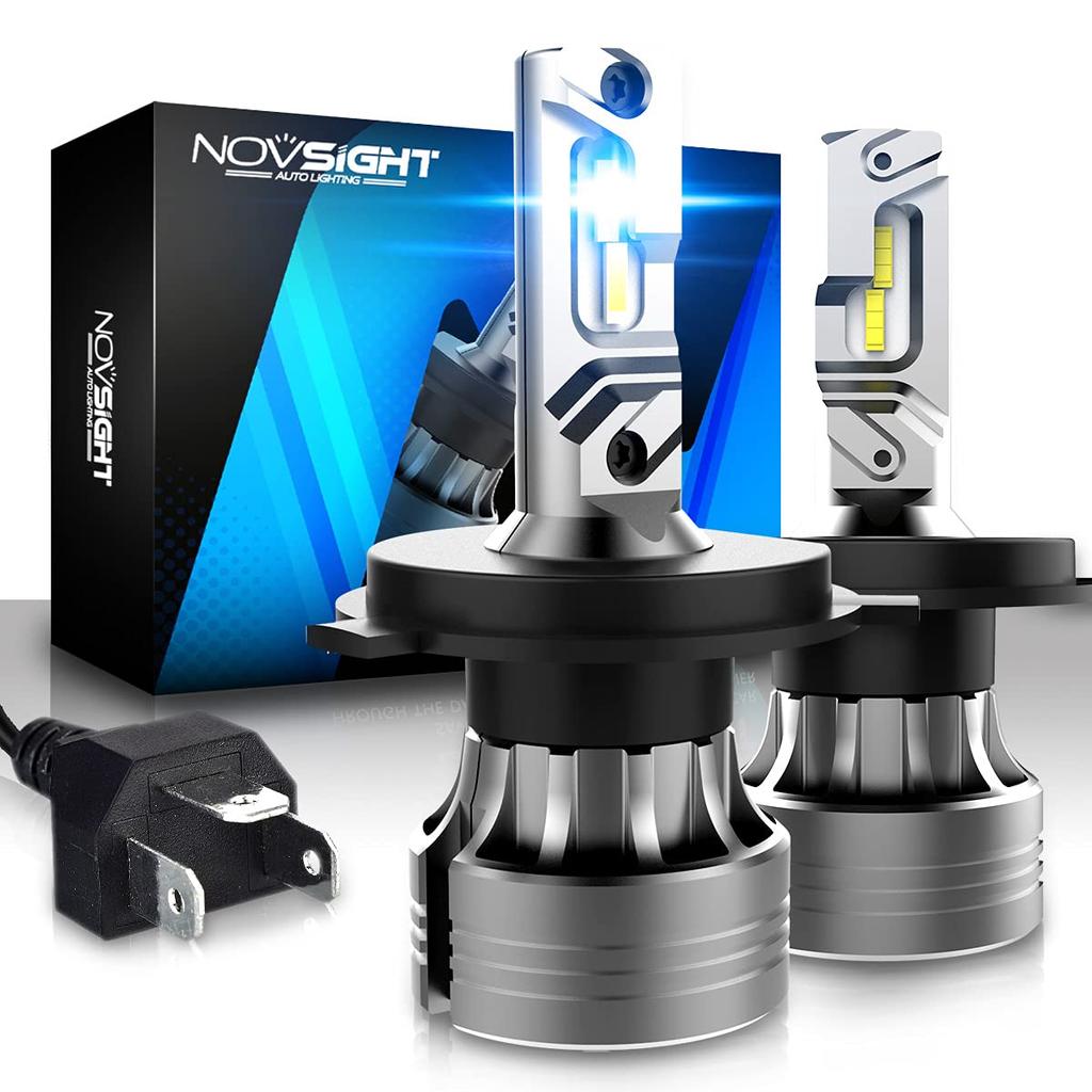 NOVSIGHT H4 LED Super pro STK Čisté Tiché IP68 6500K Záruka Světlomety, Přepínatelné Hi/Lo, 12000LM, 60W, Jasné, Souladné, Řezná linie,