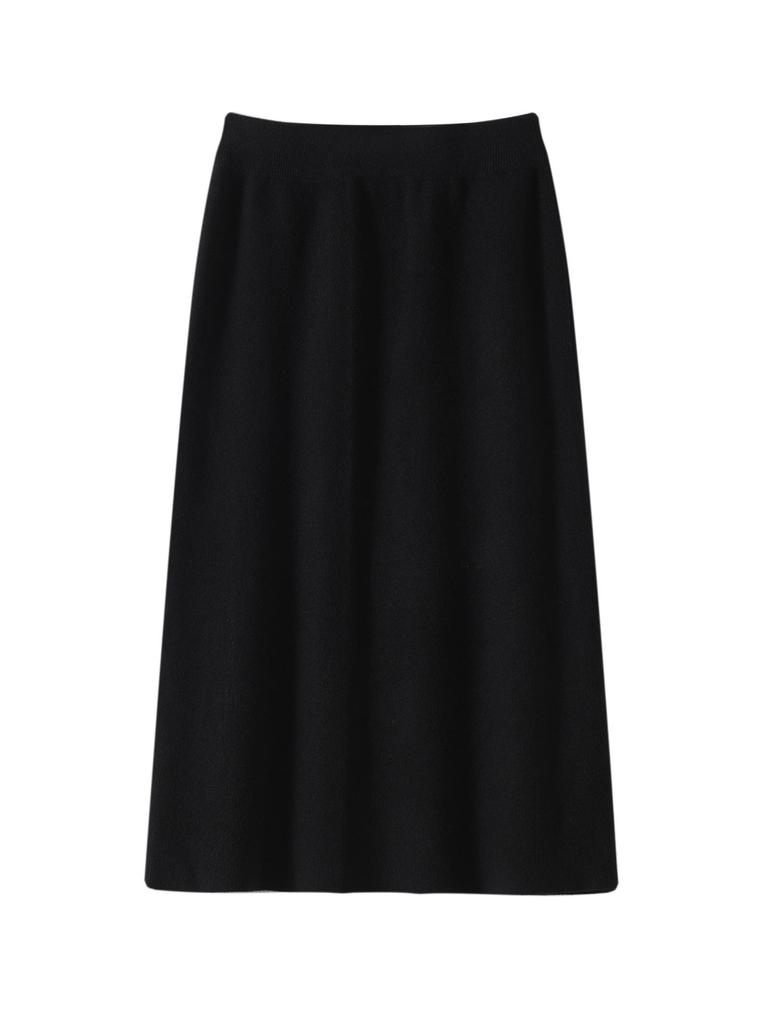Women's Elastic High Waist Knitted Midi Skirt for Autumn/Winter - Slim Fit