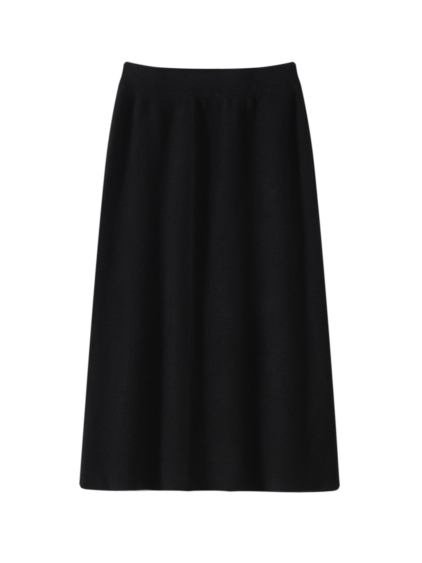 

Женская эластичная трикотажная миди-юбка с высокой талией для осени/зимы - Прилегающий крой Large