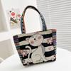 Embroidered Canvas Handbag Women's Handbag Casual Handbag Lunch Box Bag Small Cloth Bag