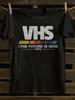 Mens Retro VHS Vintage 80s TShirt Soft 100 Cotton Short Sleeve VHS Cassette Tape Graphic with VHS Logo Retro Stripes