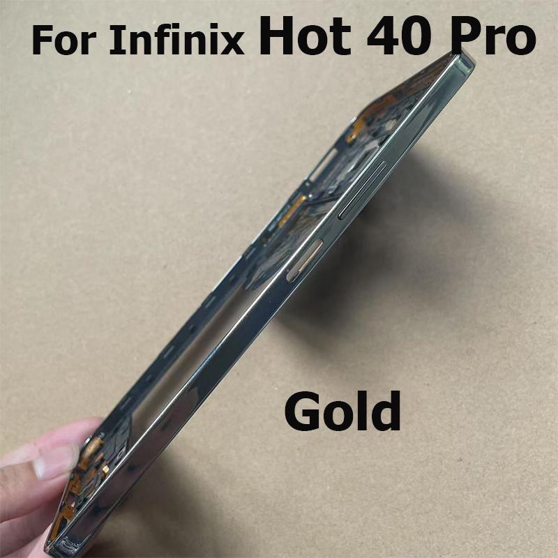 For Infinix Hot 40 Pro Middle Frame Front Bezel Faceplate Frame With Side Button Repair Spare Parts