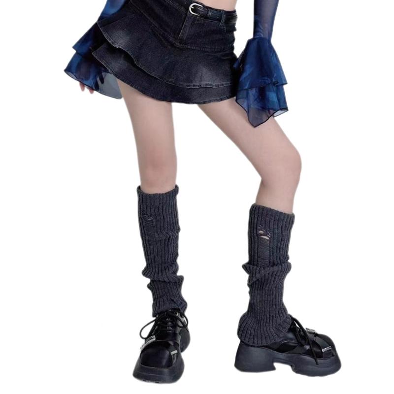 Knit Winter Warm Leg Warmers Long Socks Boot Cuffs Knit Leggings Stockings Hollow Out Knee Warmers Sleeve