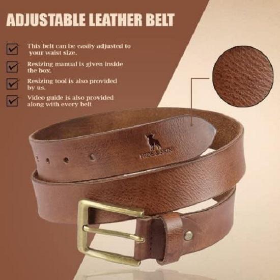 Top Grain Genuine Leather Handmade | Cowboy Belt for Men | 46 Inches Length | Adjustable Size Fits Waist 28-40 Inches