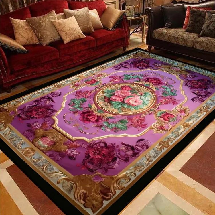 European Floral Carpets for Living Room Sofas Big Size Luxury Rugs Decoration Bedroom Carpet Home Floor Mat Tapis Salon