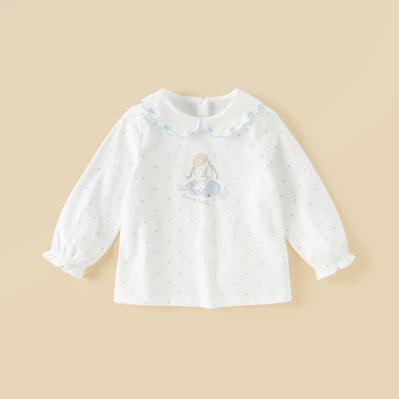 David Bella Girls' Long-Sleeve T-Shirt Pure Cotton Baby Toddler 2026 Spring New Style Base Layer Outerwear