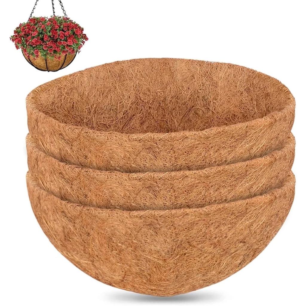14inch 4 Pack Round Coco Liner for Hanging Basket,Flower Hanging Basket Coco Liners Replacement,Coco Fiber Replacement Liner