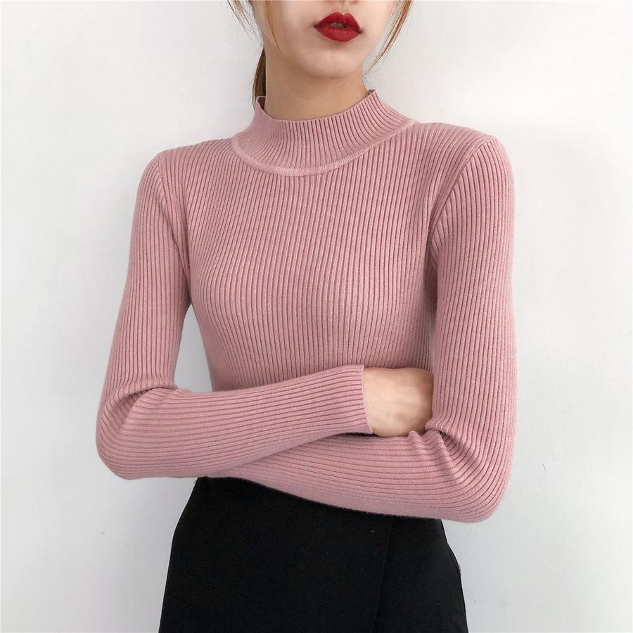 Half Sleeve Knit Sweater Women's Pullover Autumn New Inner Wear Base Layer Candy Top Women
