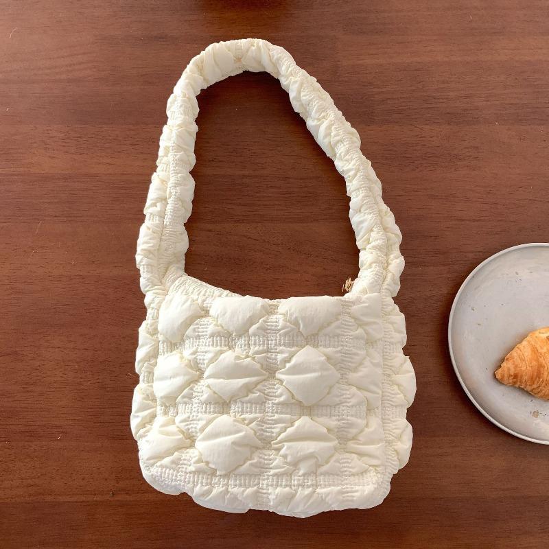 Rhombus Bubble Cloud Bag Women's Autumn and Winter New Nylon Cotton Bag Niche Solid Color Women's Shoulder Bag