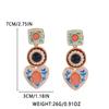 Hot Selling Retro Artistic Unique Design Enamel Love Heart Square Pendant Earrings for Women Fashion Jewelry Accessories Gift