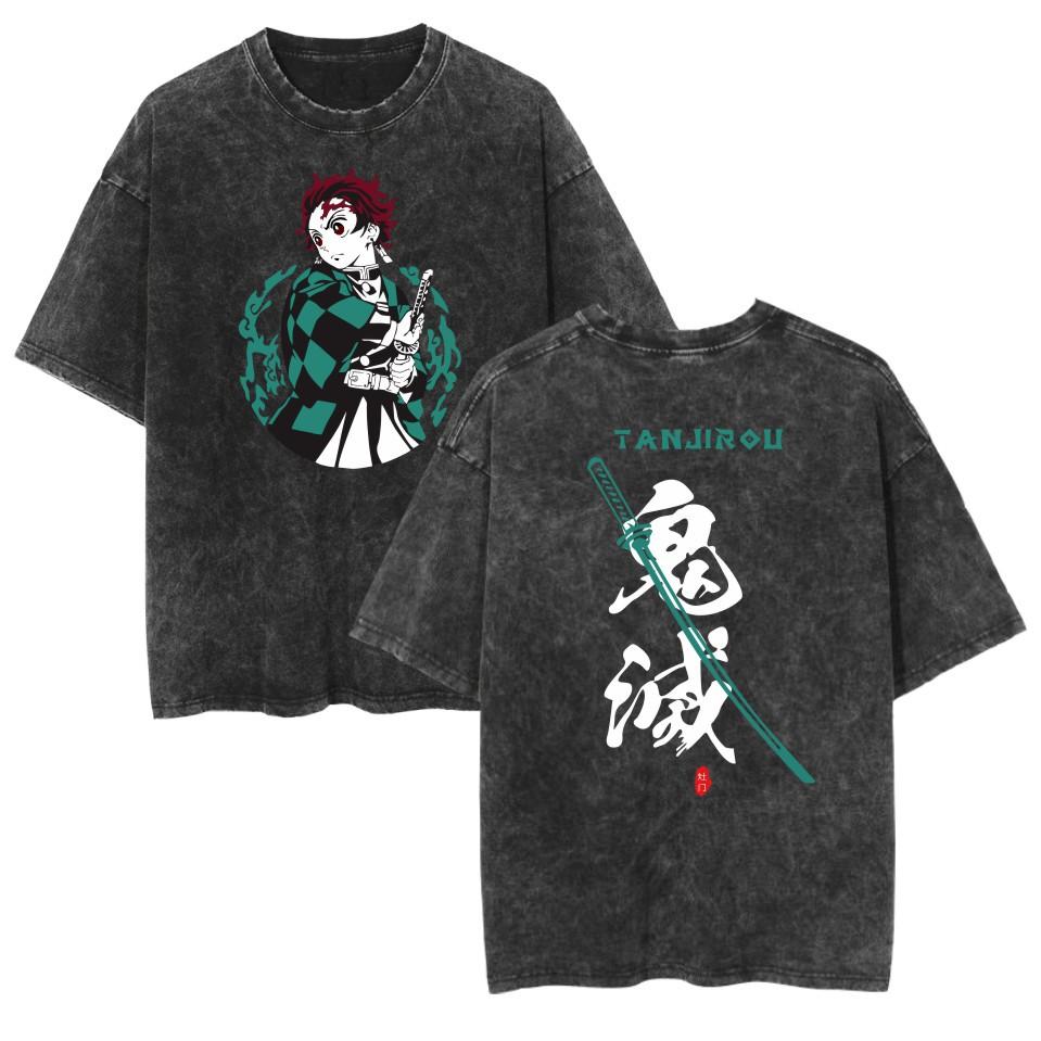 Anime Demon Slayer Kamado Nezuko Kawaii Printed T-shirt Men Women Casual Tshirts Washed Cotton Tee Harajuku Male Manga T Shirt