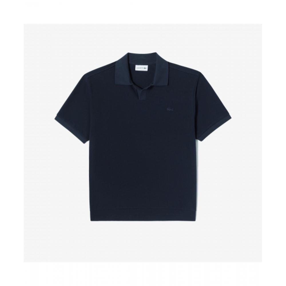 

LacoSte Men S Open Collar Textured Polo [navy] 004