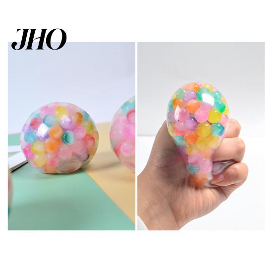 Dekompressionsball Regenbogenperle Stress mit Glitzer Weiches TPR Quetschspielzeug zur Angstlinderung Buntes Fidget Spielzeug für Kinder Erwachsene Lustiges Gadget Langlebig