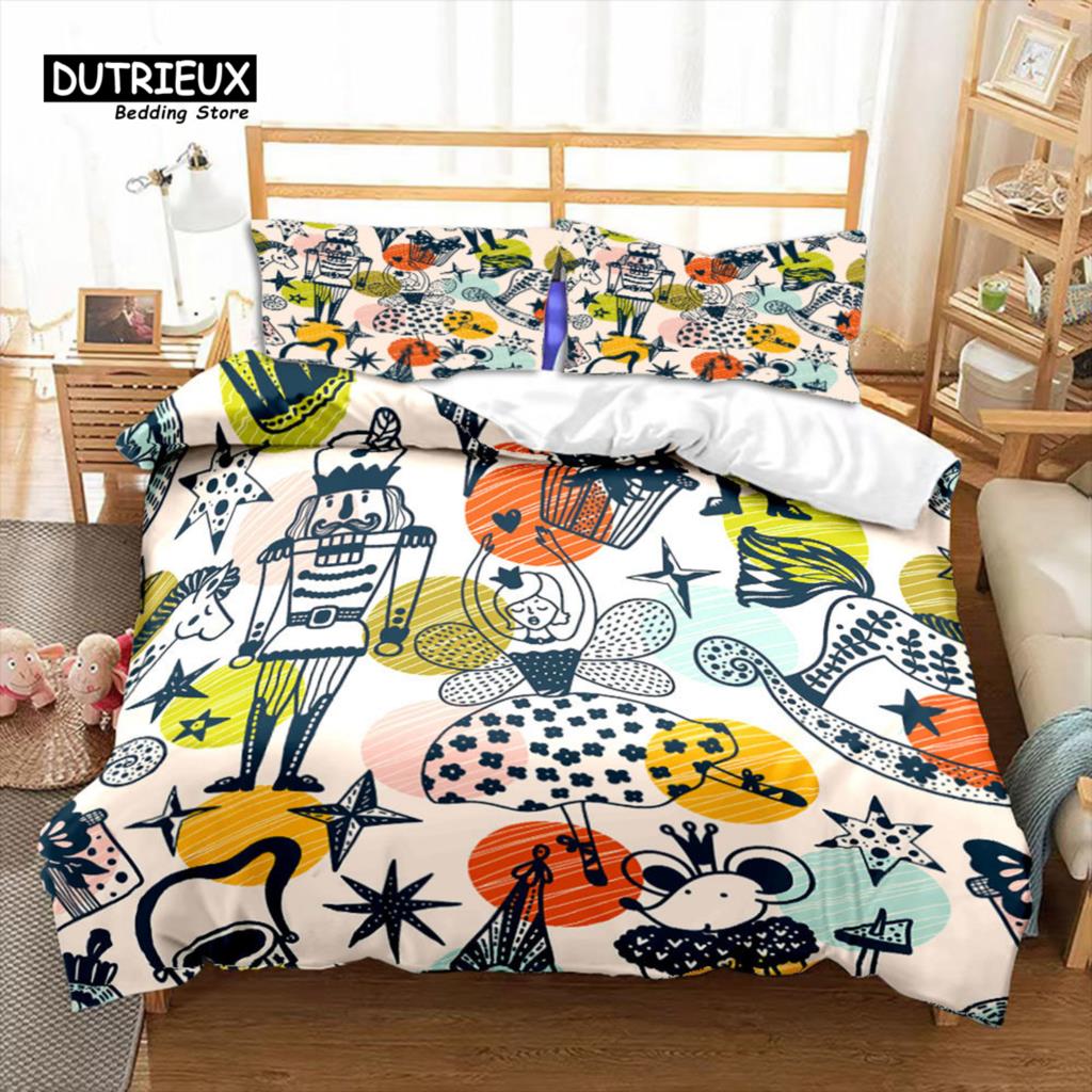 Comforter Nutcracker Christmas Bedding Set Cartoon Royal Guarder Comforter New Year Festival King Size