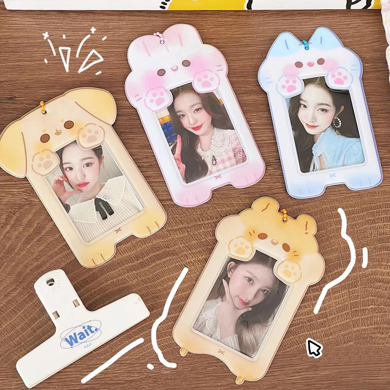 

3-дюймовый держатель для фотокарточек Kpop Cards Collect Book Милые чехлы для карточек Защитная рамка для фотографий Фотоальбом Брелок для фотокарточек Переплет