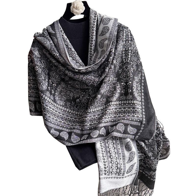 Retro Imitation Cashmere Scarf Yunnan Xizang Travel Fashion Wear Cape Thickened Warm Scarf Women