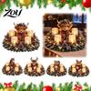 Christmas Mantel Decor Lighted Highland Cow Table Centerpiece, Resin Flickering LED Flameless Candles, Frosted Festive Dining Decorations Pine