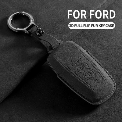 Suede Car Key Cover Case For Ford Maverick Focus Edge Explorer Everest Fusion Mondeo Mustang Raptor Bronco Ranger Ka Fiesta Kuga