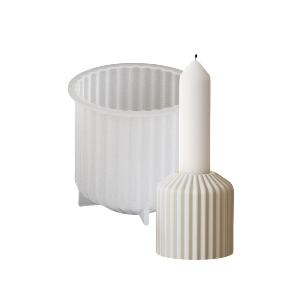 Sturdy Silicone Candle Holder Mold Versatile Silicone Striped Candle Stand Mold For Crafting Stylish Candle Holders