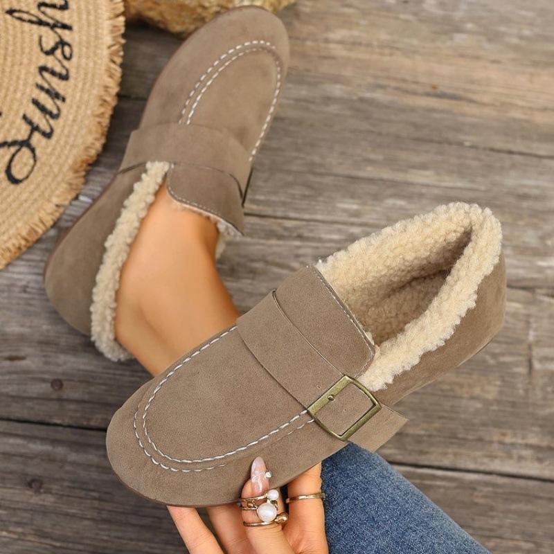 Winter Shoes Women Loafers with Fur Casual Female Sneakers Autumn Round Toe Slip-on Bow-Knot Flats Moccasin Comfortable Mules
