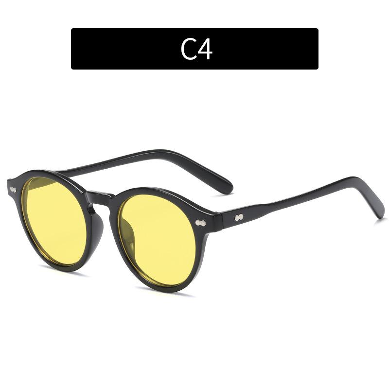 New fashionable retro rice nail round frame sunglasses, personalized street shot men's and women's sunglasses trendy sunglasses
