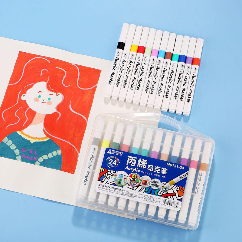 Acrylic Marker Pen Set - 12, 24, 36, 48 Colors for Kids Art and Painting with Portable Box