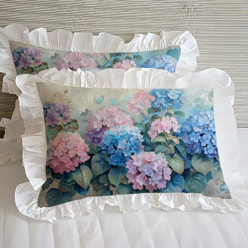 

Принцесса Пурпурный Загородный Цветочный Наволочка Пара Набор Двухслойное Кружево Подушка Ядро Чехол Подушка 48cmX74cm