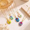 Opening and Closing Lid Photo Locket Pendant Necklace Titanium Steel Glazed Flower Choker  Girl