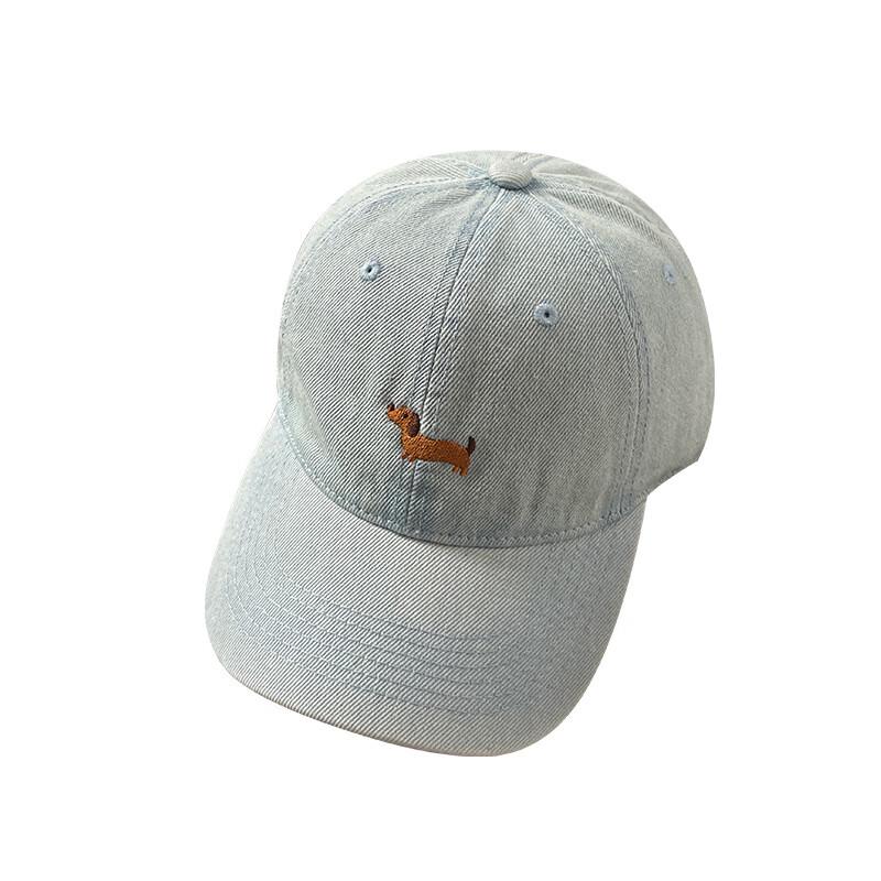 Cute Dog Embroidered Denim Baseball Cap