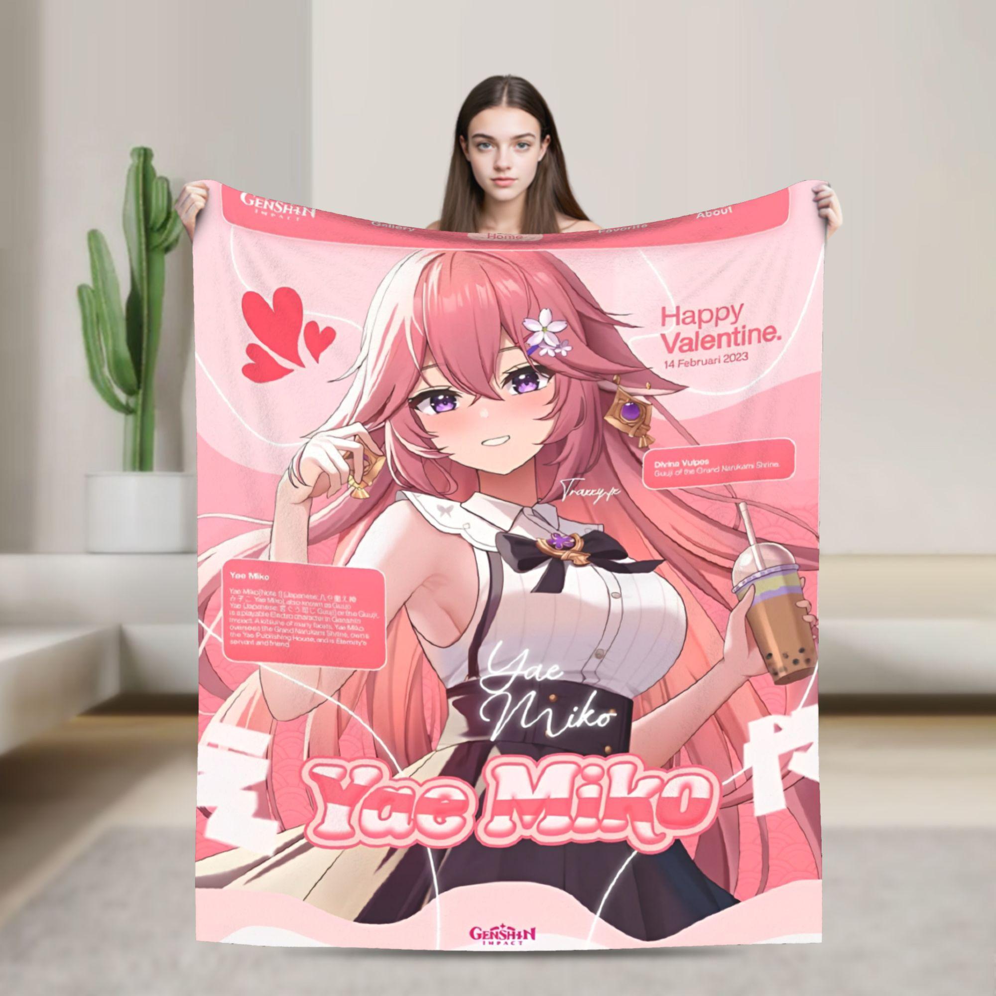 

yae miko genshin impact Throw Blanket for Couch Soft Cozy Plush Blanket 50x60 Inches Multiple Sizes Bedspread for All Seasons 100x150cm