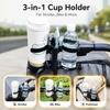 3 In 1 Stroller Cup Holder Foldable Double Drink Rack with Phone Mount Universal for Pram Pushchair Wheelchair Accessories