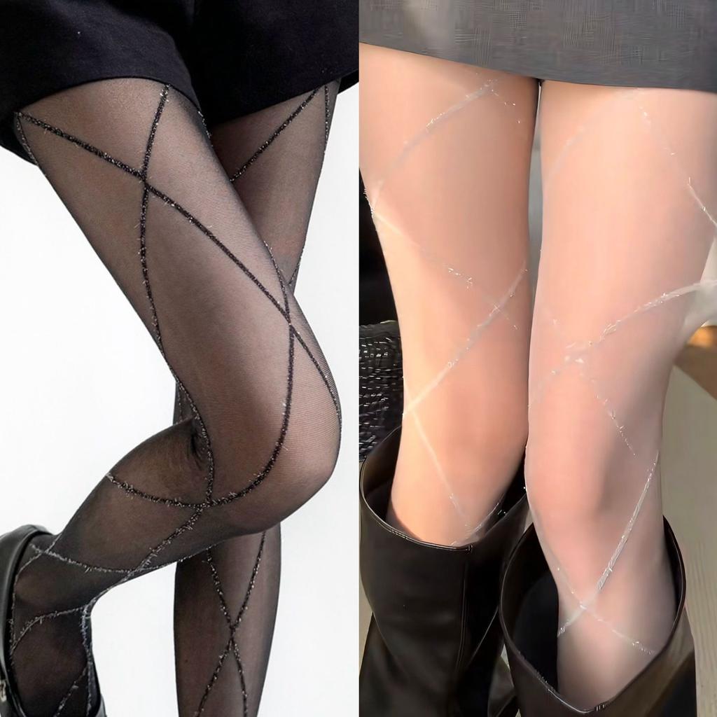 Sexy strømpebukser Strømpebukse Blomstertrykk Hollow Out Mesh Netting Strømpebukse Body Strømper Dame Undertøy Strømpebukser Mesh Nylon Tights