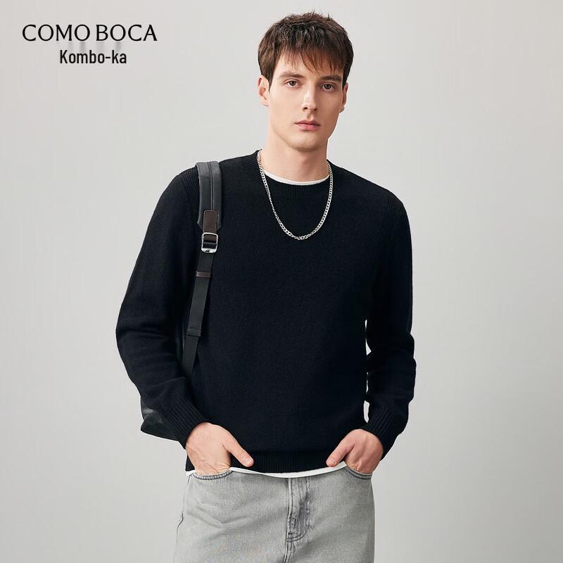 Men's 100% Wool Round Neck Thick Knitted Sweater