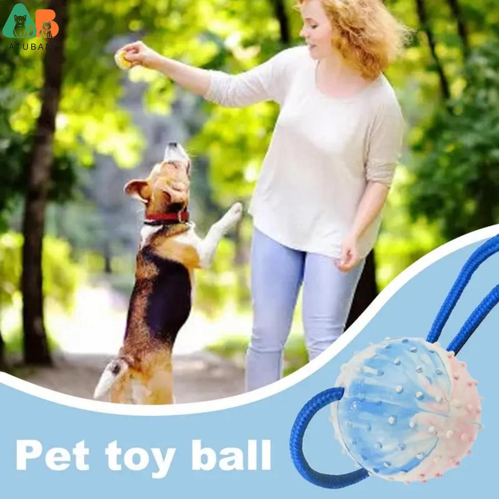 ATUBAN Dog Toy Training Ball on Rope Heavy- Natural Rubber Reward & Tug Toy with Nylon Throw Handle – Sport Working Dogs Fetch