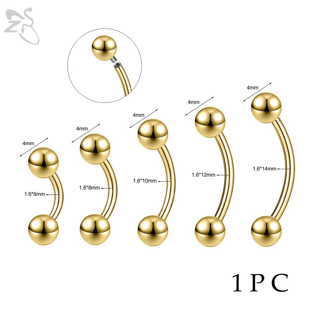 14G Stainless Steel Opal Curved Barbell Eyebrow Ring Cartilage Earring Crystal Labret Piercing Jewelry 6/8/10/12/14mm