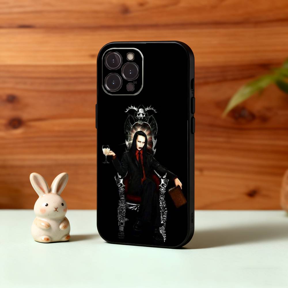 M-Manson M-MarilynS Singer Phone Case For iPhone17 16 15 14 13 12 11 Pro Max Plus,5G Soft Black Case