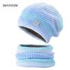 Hat Autumn and Winter Korean Version Gradual Change Color Wool Hat Thickened Warm Ear Protection Cold Knitted Hat Two-piece Set