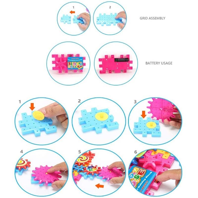 81 Piece DIY Gear Building Blocks Toy Set Learning Blocks Motorized Spinning Gears Construction Toy Kids DIY Gift