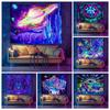 Halloween Skull Blacklight Tapestry Room Decor With Fluorescent Skeleton